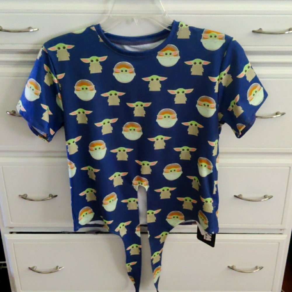 The Child Blackmilk Baby Yoda Tie front Tee